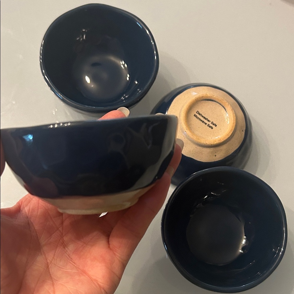 Stoneware Sauce Bowl Set in Deep Navy